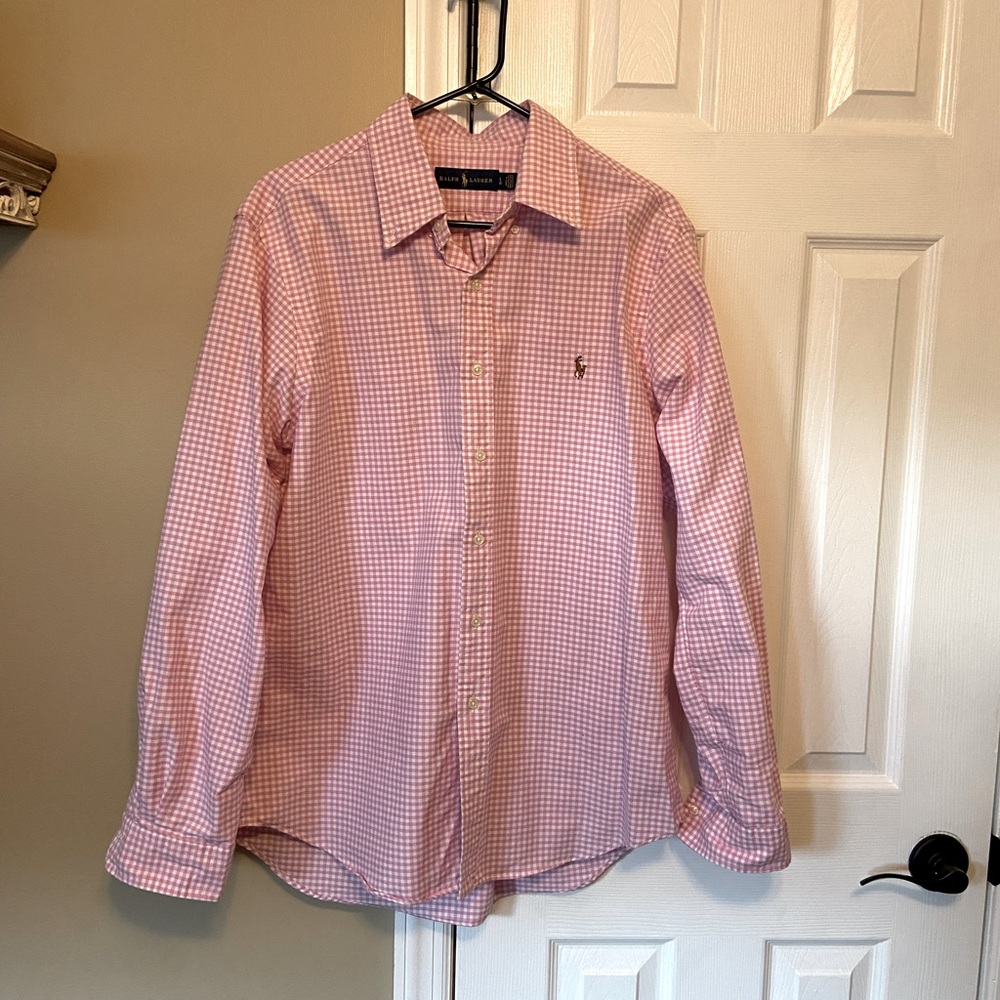 Ralph Lauren pink gingham buttoned down shirt